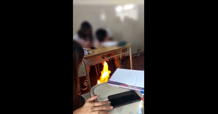 Video: polémica en una escuela por alumnos que prenden fuego en un aula en Corrientes