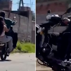 “Una willy con el gordito”: una pareja hizo una arriesgada maniobra en moto con su bebé en brazos y subió el video